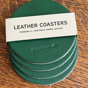 Forest Green Leather Coasters